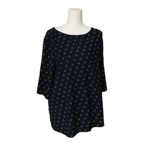 Rosie Pope navy blue‎ white Blouse short sleeve wishbones size XL